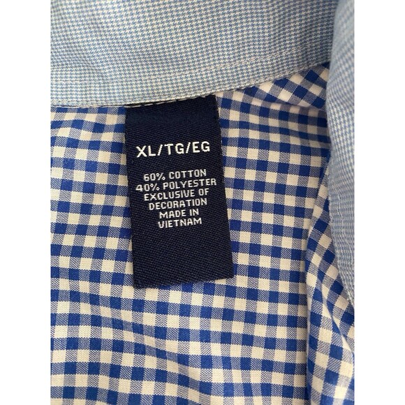 Chaps Button Up Shirt Men Size XL Blue Plaid Easy-Care Cotton Blend Short Sleeve - Picture 5 of 5